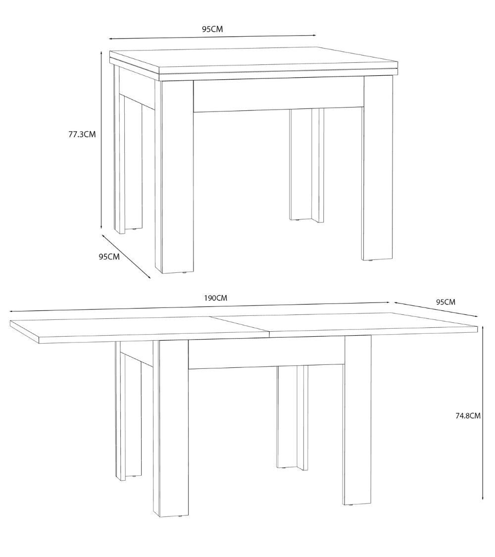 Mesa de comedor cuadrada extensible LUTER