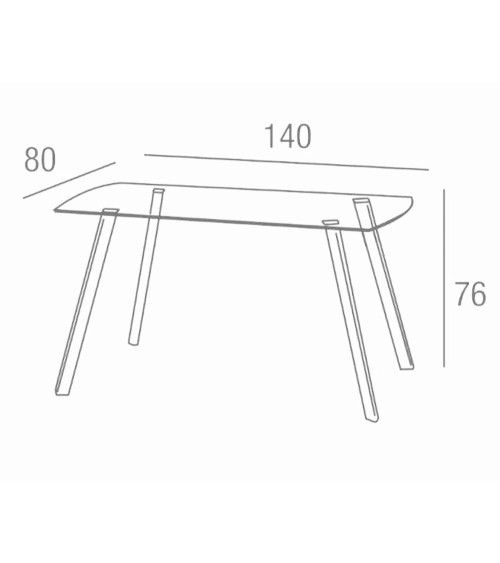 Mesa comedor de cristal REKA 140x80 cm