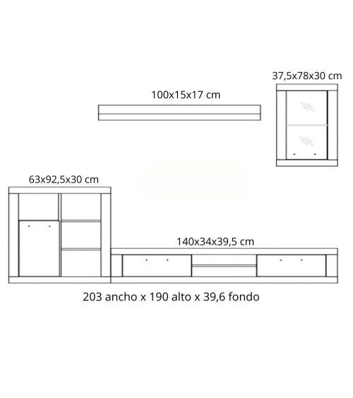Mueble salón completo GLASGOW