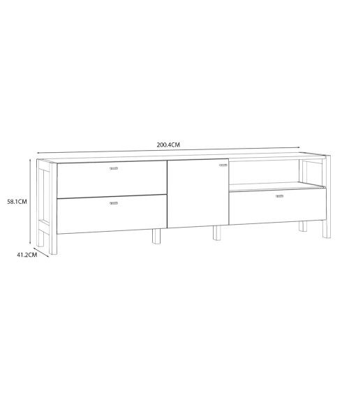 Mueble TV nórdico 200 cm BJORN